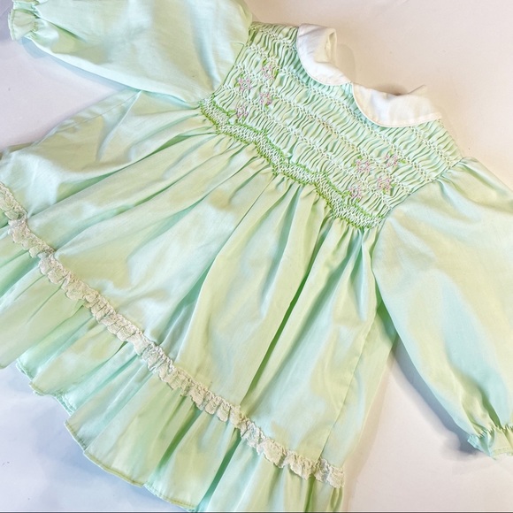 Vintage Polly Flinders Spring Circle Dress Hand Smocked Size 12 mo - Picture 2 of 8